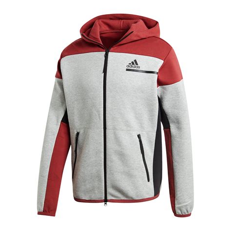 adidas z.n.e. kapuzenjacke herren - grau/rot|Zne .